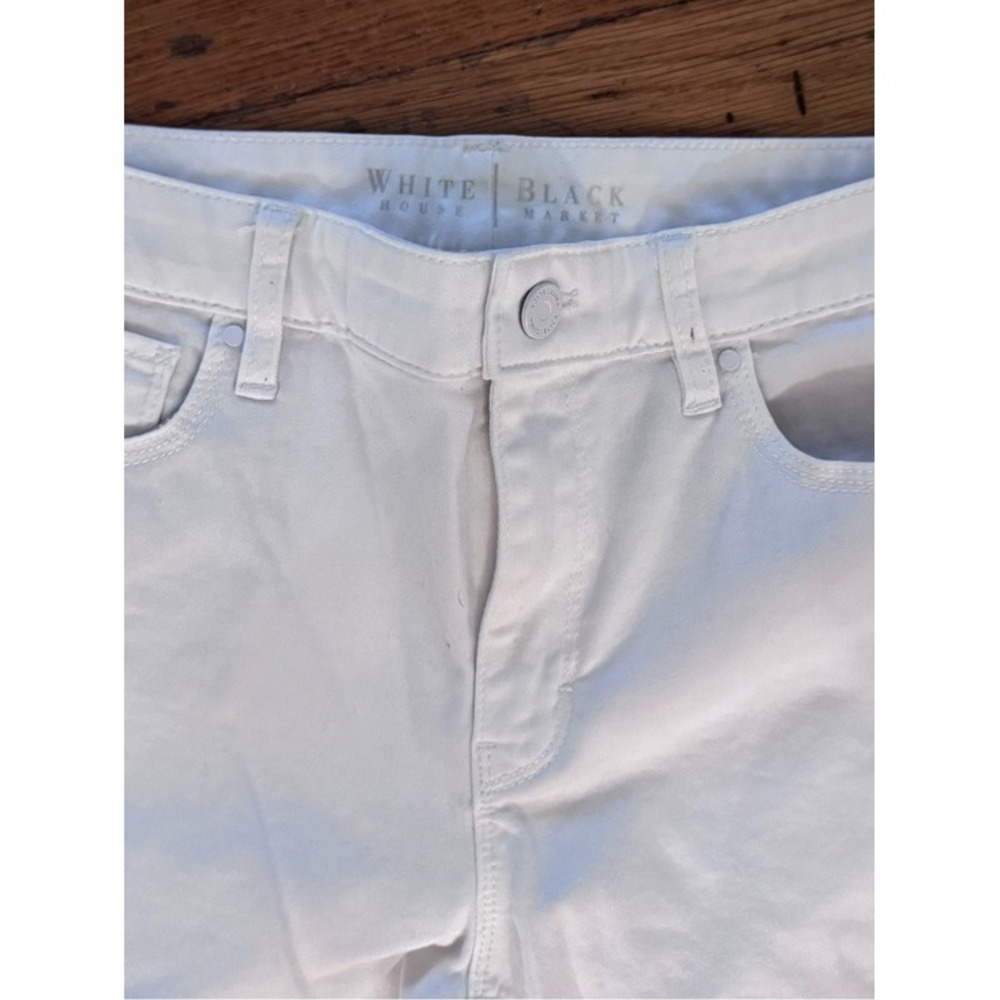 White House Black Market Women's White Straight Denim Jeans 5-Pocket Button 4 - Picture 2 of 5